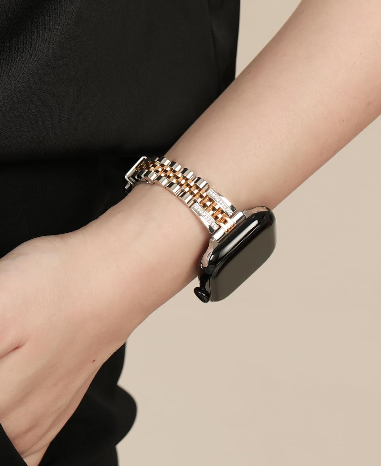 Slim Watch Band for Apple Watch Series 11, 10, 9, 8, 7, 6, 5, 4, 3, 2, 1, SE 3/2/1 Women, Bling Stainless Steel Metal Band for Apple Watch 40mm 41mm 42mm 38mm 44mm 45mm 46mm for iWatch