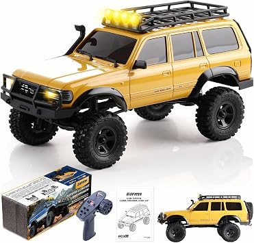 FMS FCX18S 1/18 Land Cruiser LC80 S Toyota RC Rock Crawler RTR 4x4 Off-Road Waterproof RC Trucks All Terrains RC Car with 45min Play time,2 Speed transmission,LED Lights for Adults and BeginnerYL