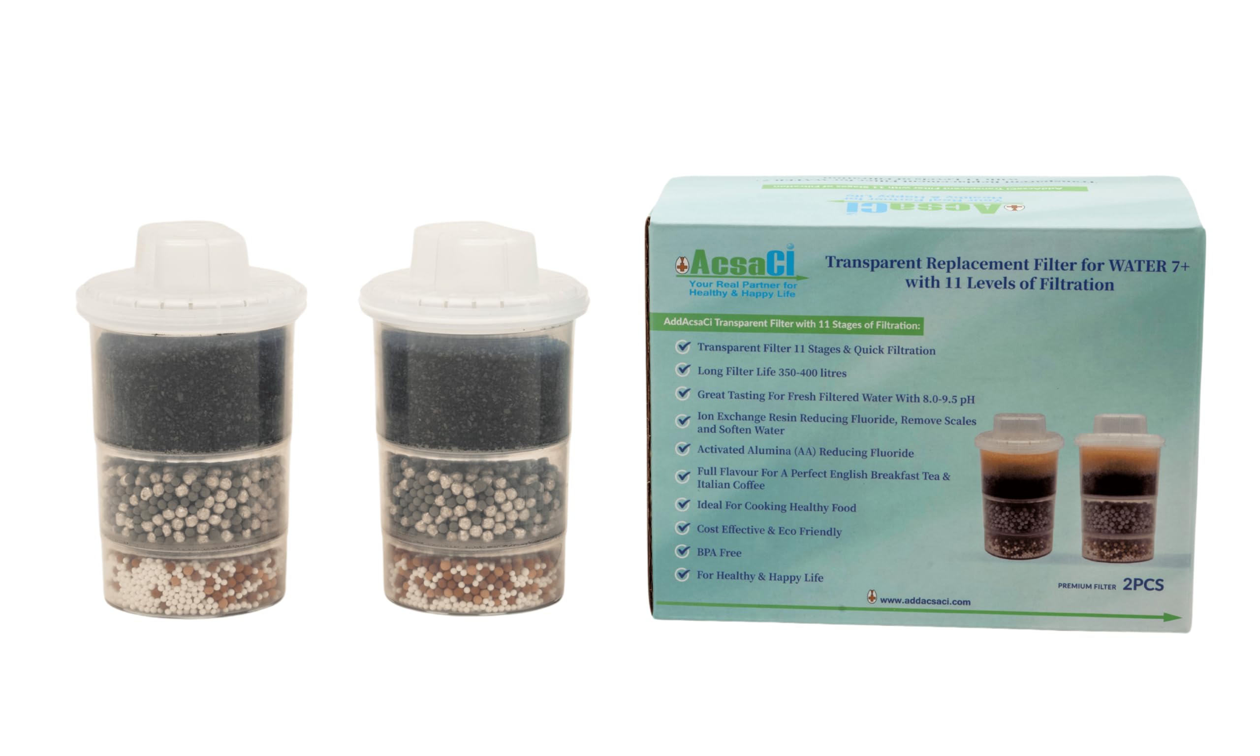 Filtro de agua alcalino transparente compatible con Klar cartucho de 11 etapas