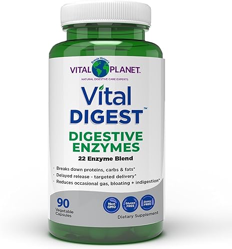 Miniatura 1 de Vital Planet Vital Digest - La enzima digestiva natural apoya la descomposición de proteínas, grasas e carbohidratos y reduce los gases ocasionales,