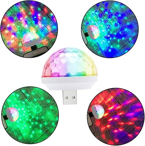 Miniatura 2 de Tvoip 2 unidades USB mini luz de discoteca portátil DJ bola lámpara de fiesta de pijama hogar luz estroboscópica bombilla LED para cumpleaños,