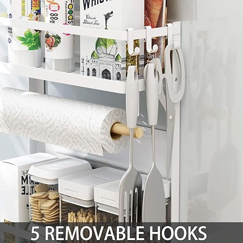 Miniatura 4 de EASTTOWEST Estante magnético para especias, estante magnético de cocina de 4 niveles para refrigerador con 2 soportes para toallas de papel y 5