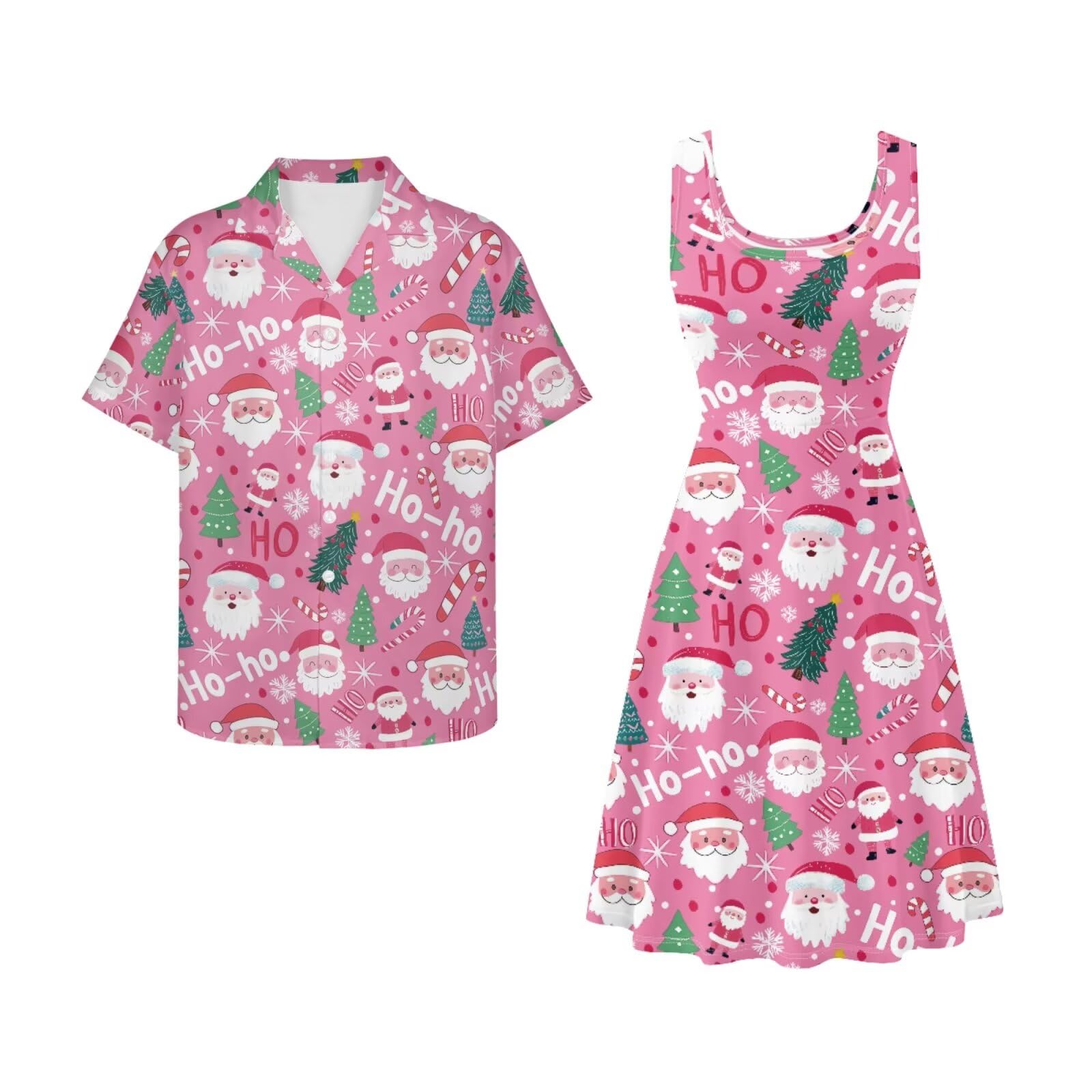 Dreaweet Summer Dresses for Women A-Line Sleeveless Flowy Sun Dresses,Men's Casual Button-Down Shirts,Couple Matching Outfits