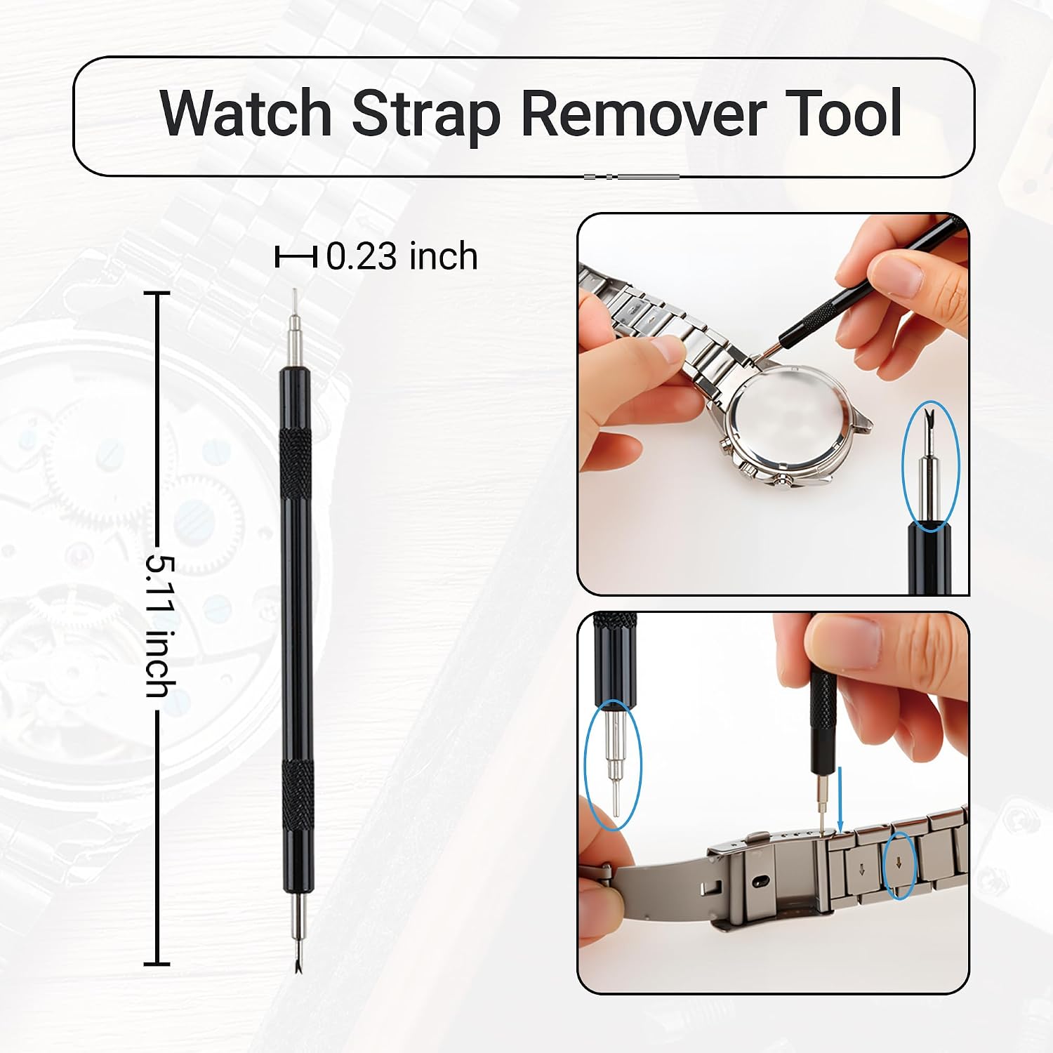 Watch Link Removal Kit, 19 in 1 kit, Can be Used for Strap Length Disassembly and Adjustment, Watch Strap Removal Tool, Tool Hammer, Cleaning Cloth and Spare Needle, with User Manual.