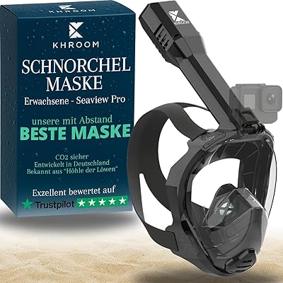 Khroom Schnorchelmaske Erwachsene Vollmaske | Unsere Beste CO2 sichere Tauchermaske Seaview Pro zum Schnorcheln | Tauchmaske Vollgesichtsmaske | Fullface Tauchermaske