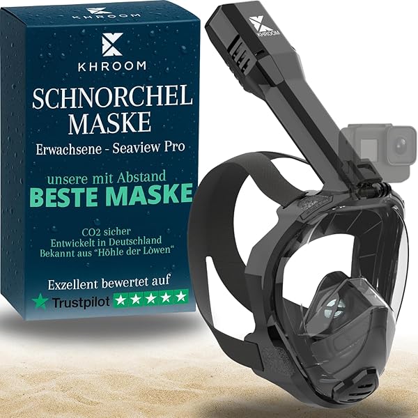 Khroom Schnorchelmaske Erwachsene Vollmaske | Unsere Beste CO2 sichere Tauchermaske Seaview Pro zum Schnorcheln | Tauchmaske Vollgesichtsmaske | Fullface Tauchermaske