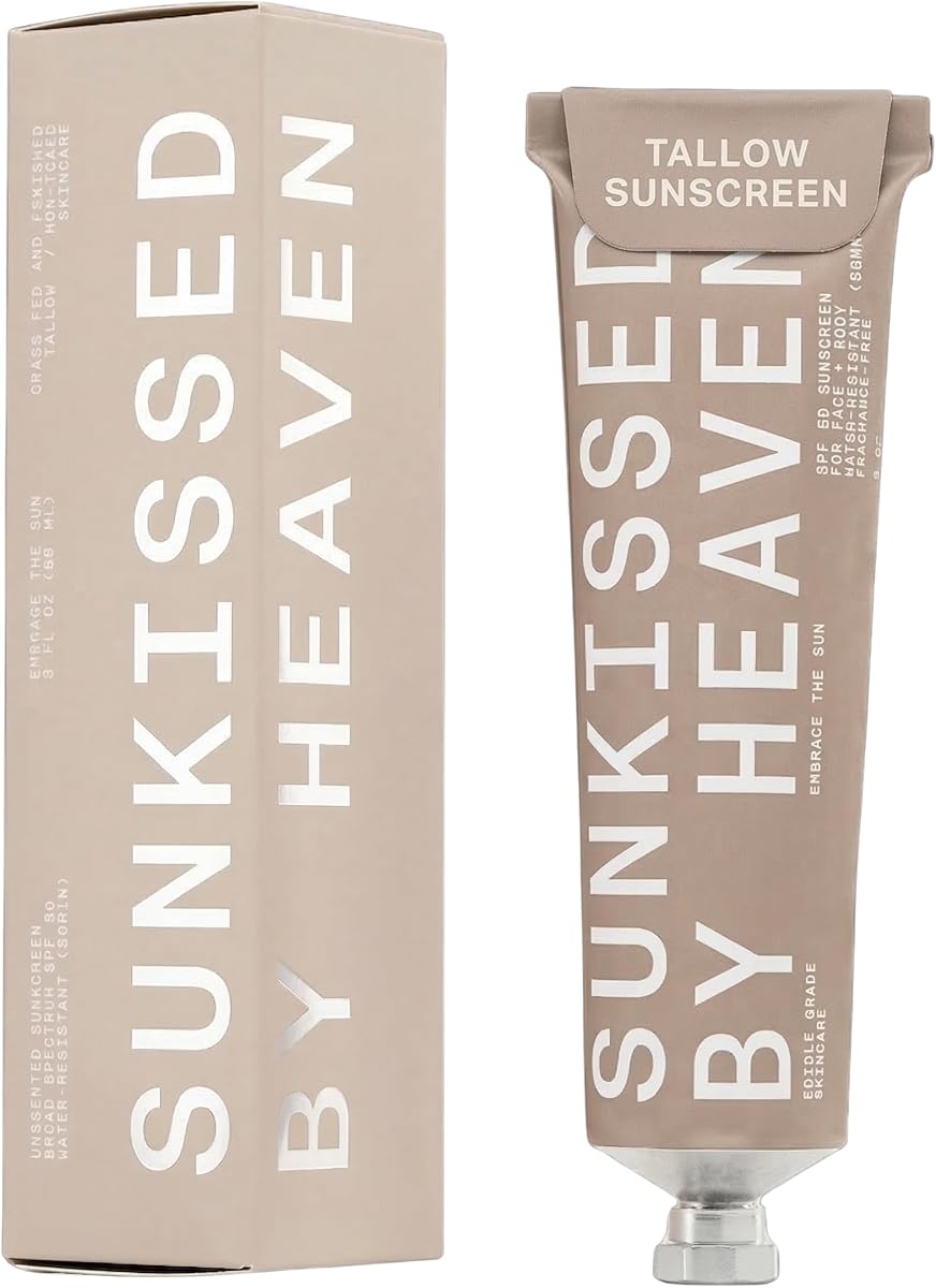 Jay Alvarrez Protector solar de sebo de res SPF 50 – Protector solar mineral de sebo alimentado con pasto y sin óxido de zinc nano, sin yeso blanco, bloqueador solar facial y corporal resistente al agua | 3 onzas