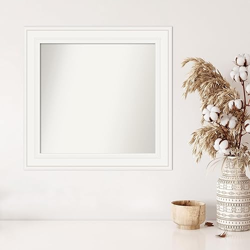 Miniatura 4 de Amanti Art Espejo personalizado, espejo de baño blanco Ridge, espejo de pared o espejo de tocador de baño sobre el fregadero (26.5 x 27.5 pulgadas),