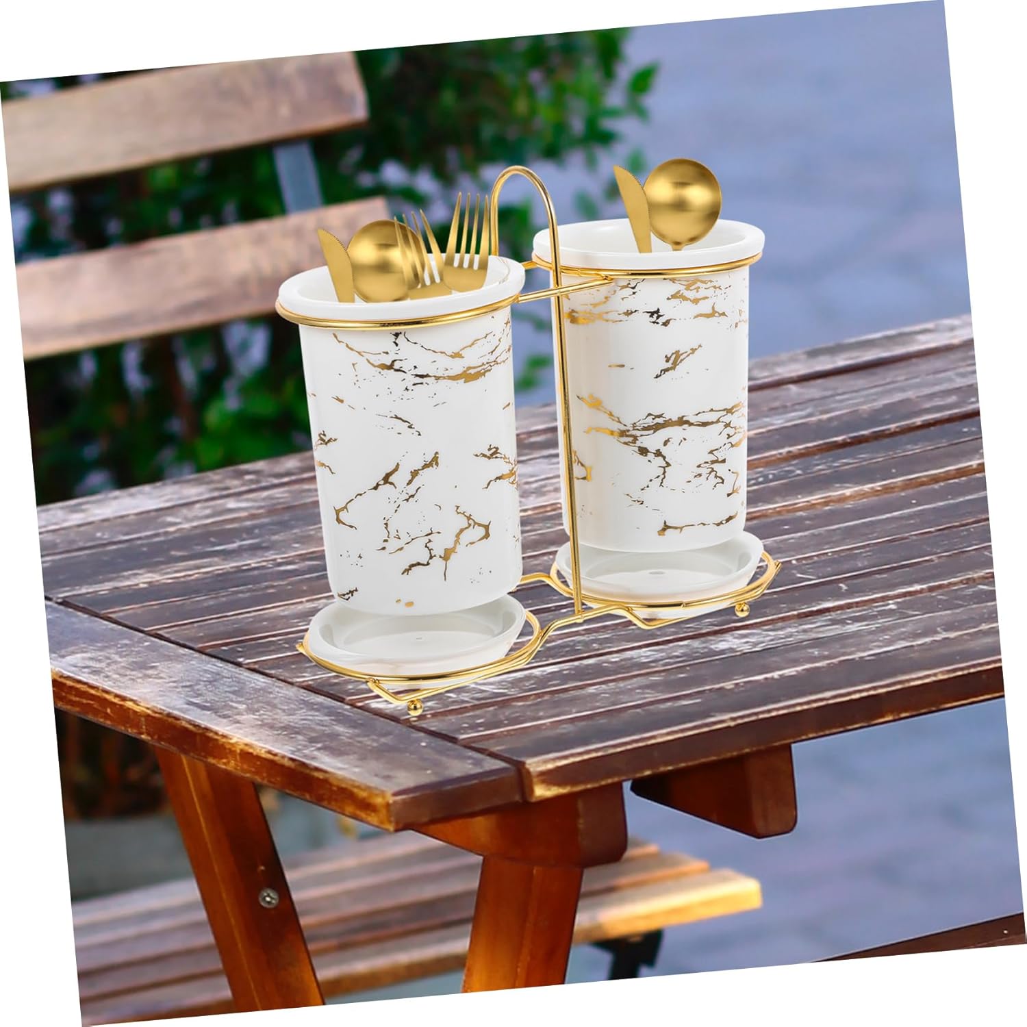 OUNONA Fork and Spoon Storage Rack Silverware Tray Organizer Modern Design Chopsticks Holders Ceramic Cutlery Organizer