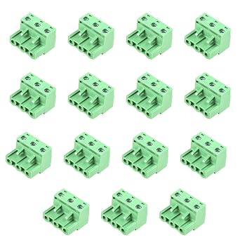 Jutagoss PCB Terminal Block Connector 300V 3P Flat Angle Needle Seat Insert-in PCB Screw Terminal Block Connector 2EDGK-7.62 Green 10PCS