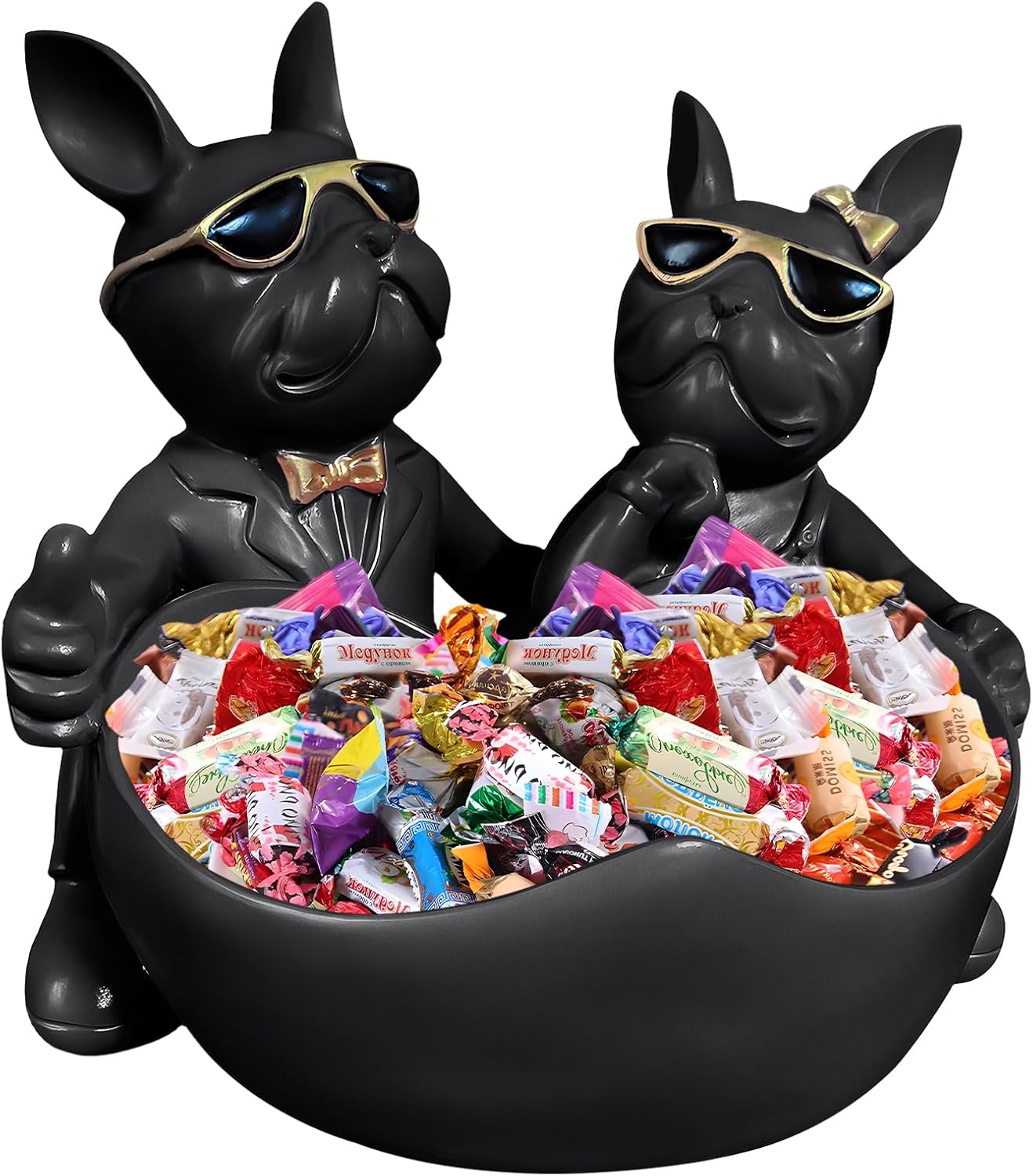 Bulldog Candy Bowl Decor,Heart-shaped Key Holder Bowl Candy Dish, Bulldog Lovers Accessories, Resin Bulldog Statue for Office Desk Home Decor Figurines Entryway Table Decor(Black) - Image 9