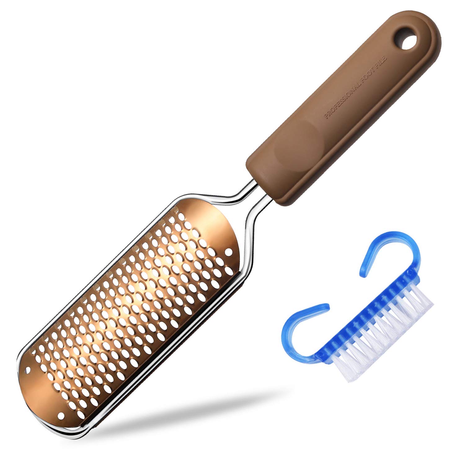 Pedicure Foot File Callus Remover - Large Foot Rasp Colossal Foot Scrubber Professional Stainless Steel Callus File for Wet and Dry Feet (Athens Copper)