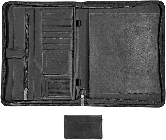 CARMEL CONCEPT Professional Padfolio with Bonus Business Card Holder, Compatible with iPad Pro 9.7"/Mini, Macbook Pro 13" or tablet devices. Vegan Leather Portfolio Folder with Zippered Closure : Carmel Concept: Amazon.ae: Fashion