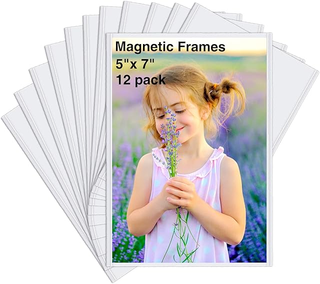 HIIMIEI 12 Pack Photo Frame 7x5 ,Magnetic Picture Frame Fridge 18x13cm Magnets Photo Sleeves for Kids Adult Family