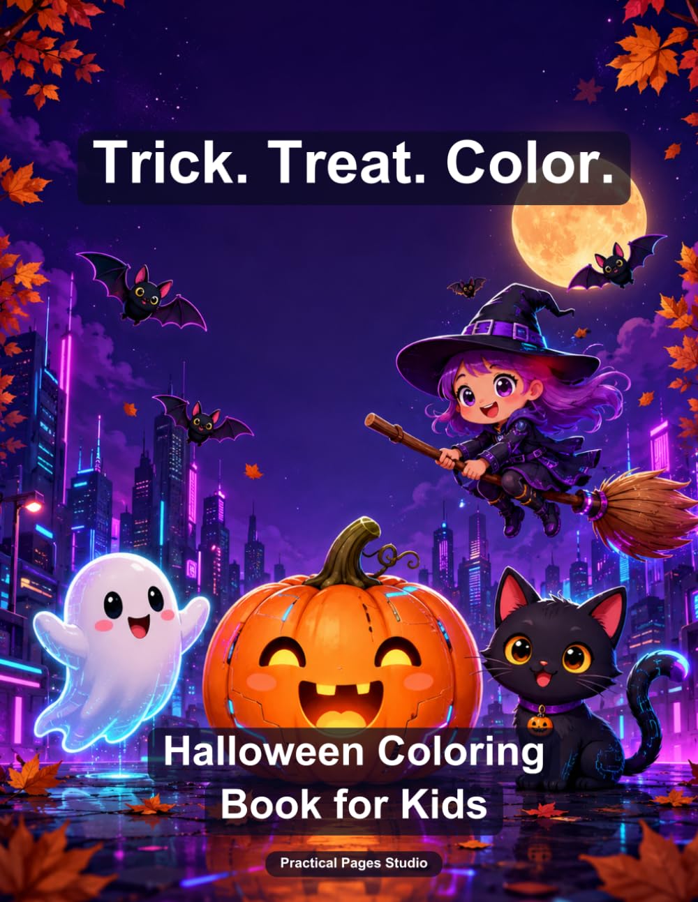 Halloween Coloring Book for Kids: 28 Fun Spooky Designs with Big Bold Outlines — Ages 3-8, Easy to Color