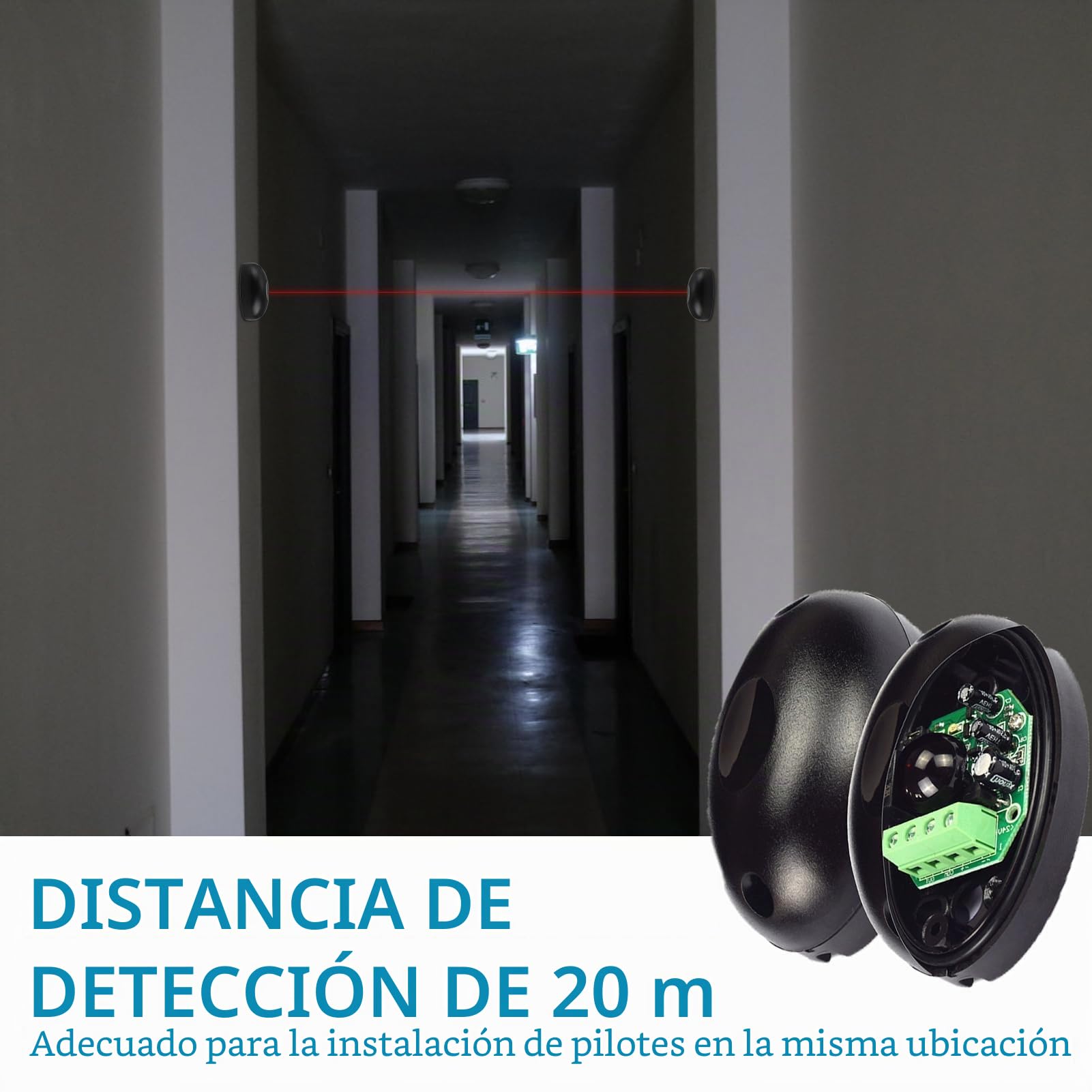Par de Sensores de Fotocélula,Kit universal de fotocélula infrarroja 12 / 24v AC - DC, sensor de Seguridad con filtro solar,para automatización de puertas y garajes