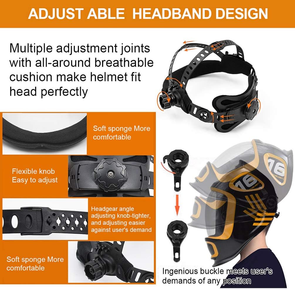 Black Friday - 60% OFF HZXVOGEN 3.94X3.66 Large Viewing Screen True Color Solar Powered Auto Darkening welding Helmet 4 Arc Sensor Wide Shade 4~5/9-9/13 for TIG MIG Arc Weld Grinding Welder Mask (Model:LY800F)