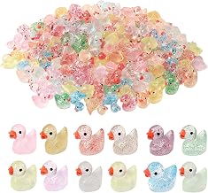 204 Pieces Mini Resin Ducks, 12 Colors Miniature Ducks, Small Ducklings for Garden Landscape, Aquarium, Dollhouse Craft and DIY Decorations | Glow Ducks for Miniature Landscape, Bonsai and Aquarium Decoration