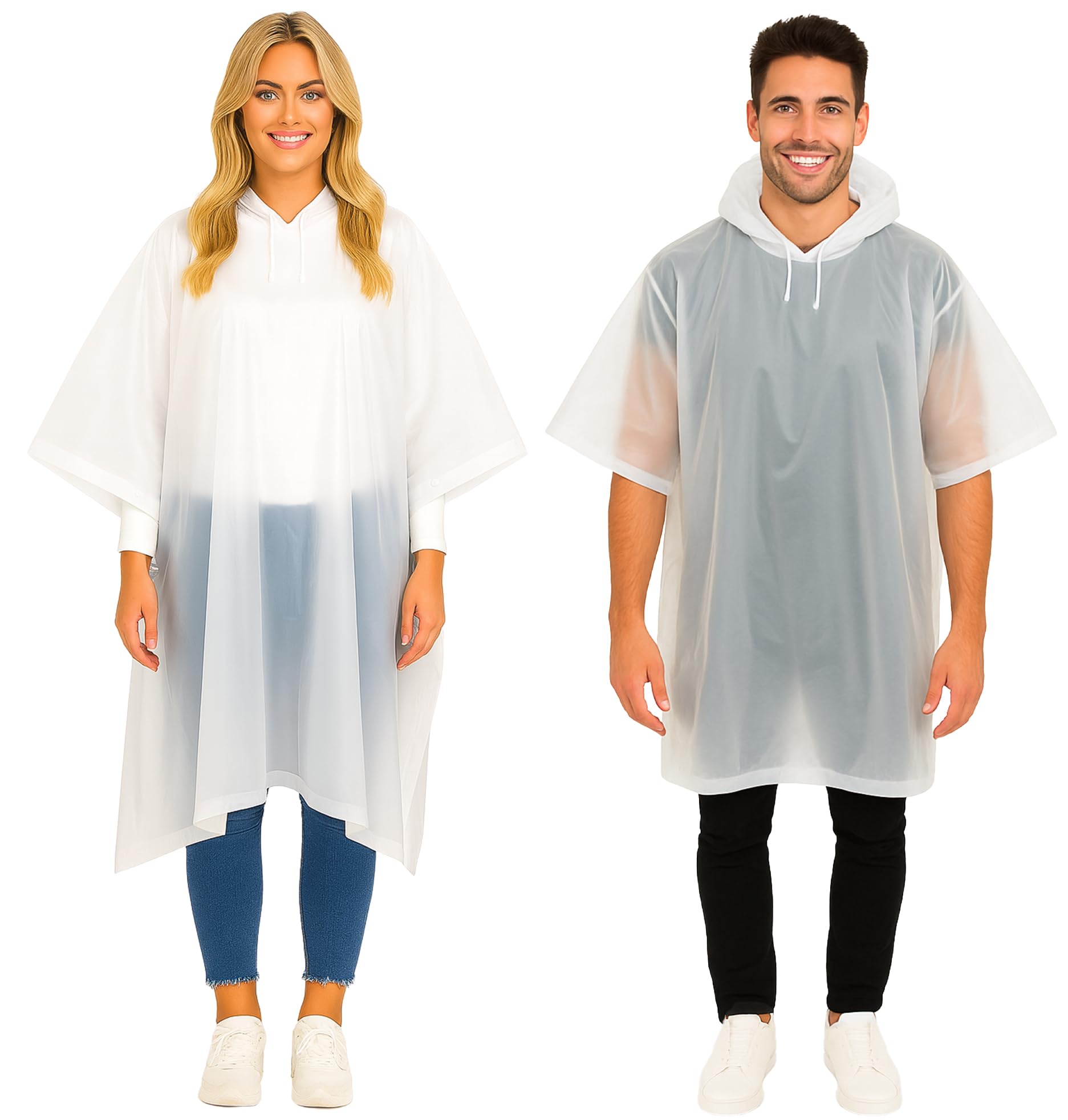 Redstar Unisex Clear 2 Pack Of Rain Ponchos For Adults Reusable Ponchos For Adults - Waterproof Poncho Festival Essentials Reusable Poncho - Adult Rain Poncho With Hood For Travel (Clear)