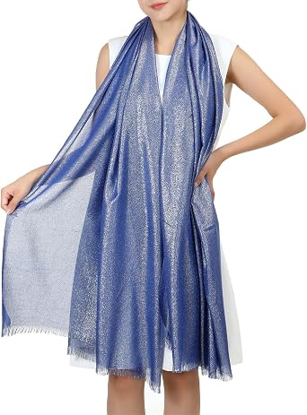 Glory Max Women Sparkling Glitter Metallic Large Pashmina Shawl Wrap Scarf for Party Bridal Wedding Dresses