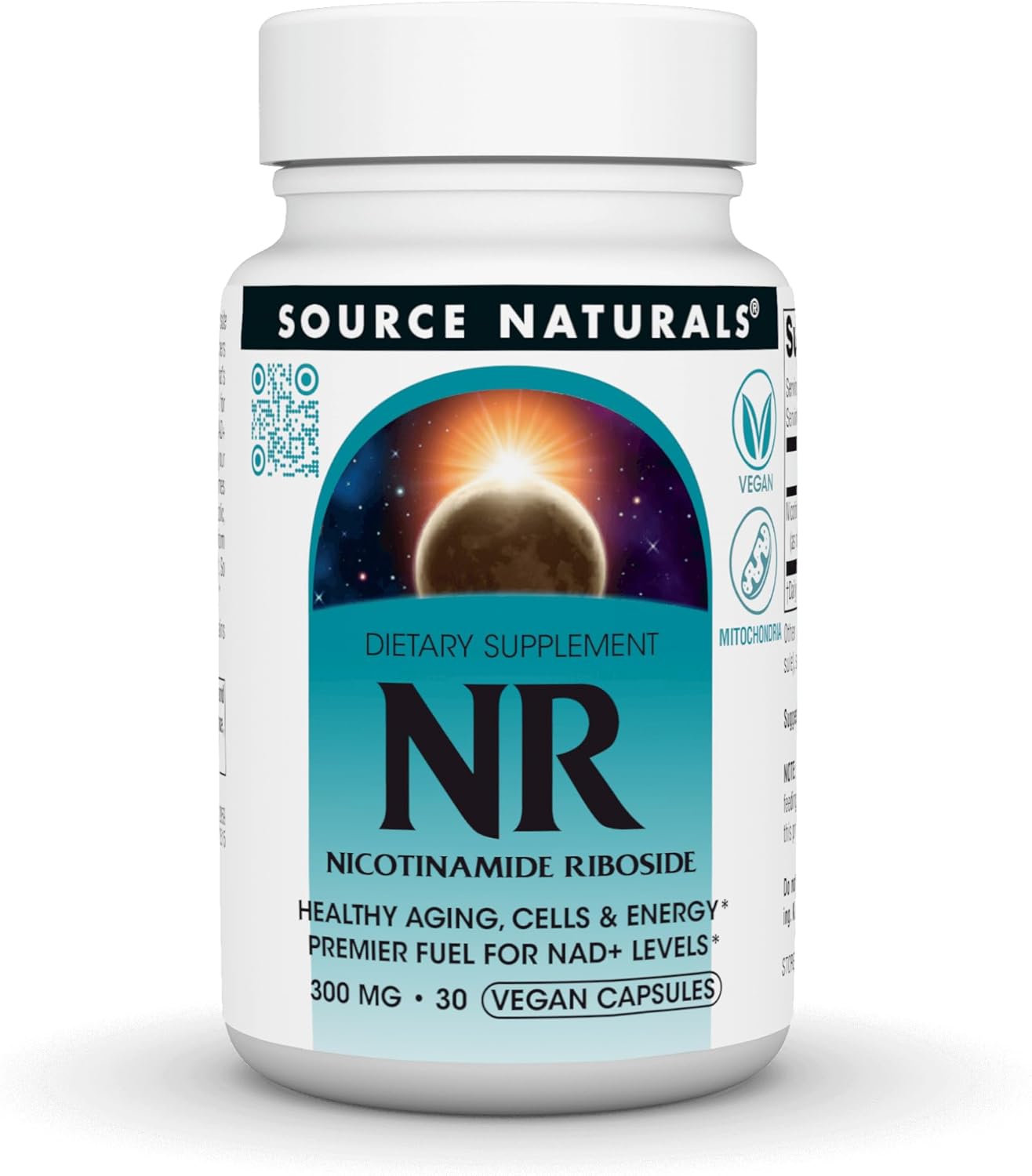 Source Naturals NR, Nicotinamide Riboside, Vegan Dietary Supplement for Mitochondria, Healthy Aging, Cells & Energy*, Premier Fuel for NAD+ Levels, 300 mg - 30 Vegan Capsules