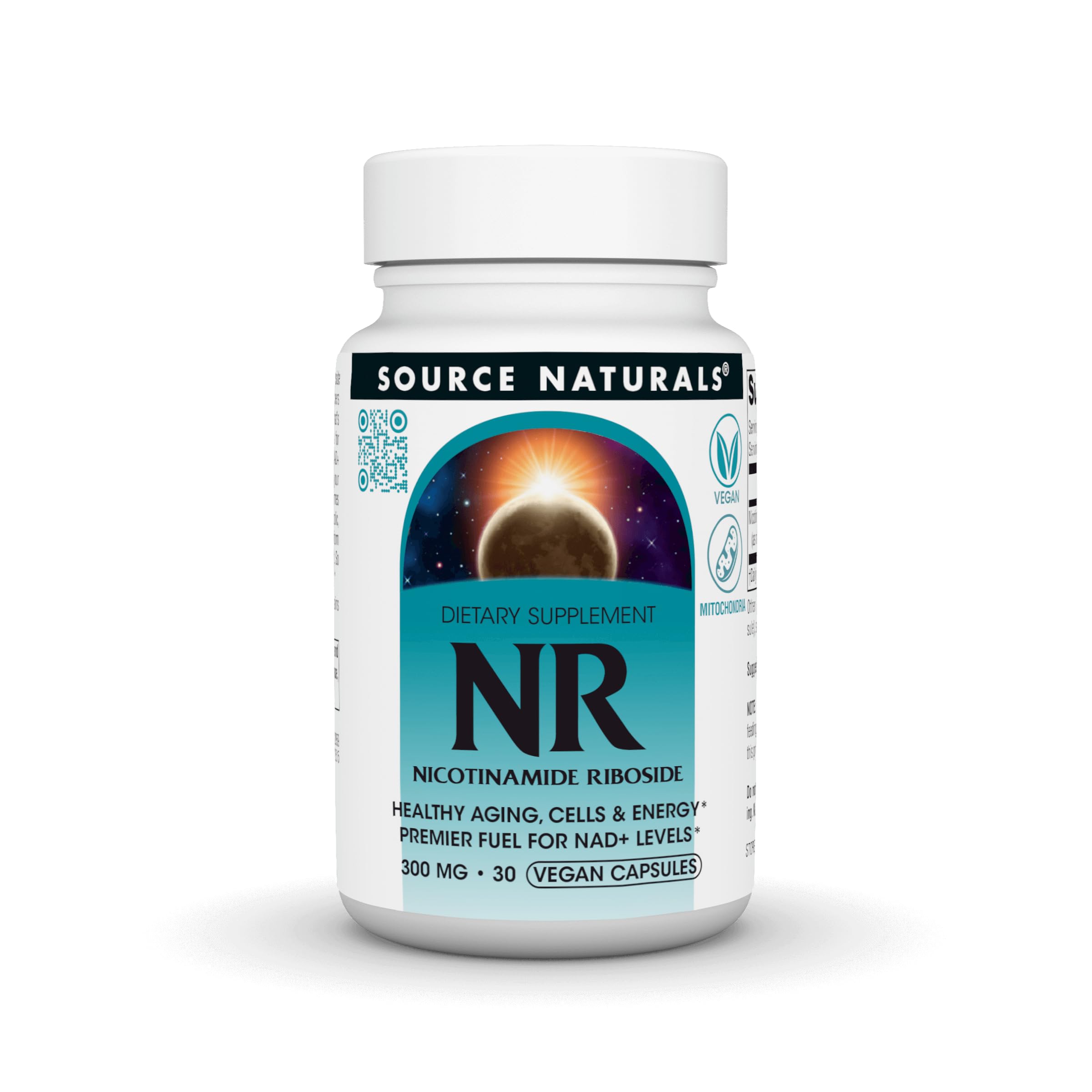 Source Naturals NR, Nicotinamide Riboside, Vegan Dietary Supplement for Mitochondria, Healthy Aging, Cells & Energy*, Premier Fuel for NAD+ Levels, 300 mg - 30 Vegan Capsules