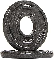 Vista 2 de Signature Fitness Placa de peso de hierro fundido para entrenamiento de fuerza y levantamiento de pesas, olímpico o estándar, varios tamaños