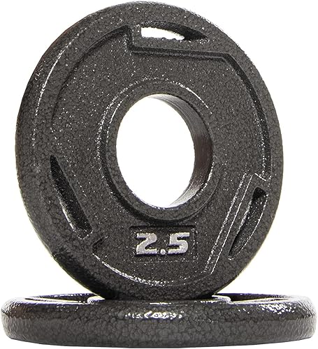 Miniatura 2 de Signature Fitness Placa de peso de hierro fundido para entrenamiento de fuerza y levantamiento de pesas, olímpico o estándar, varios tamaños