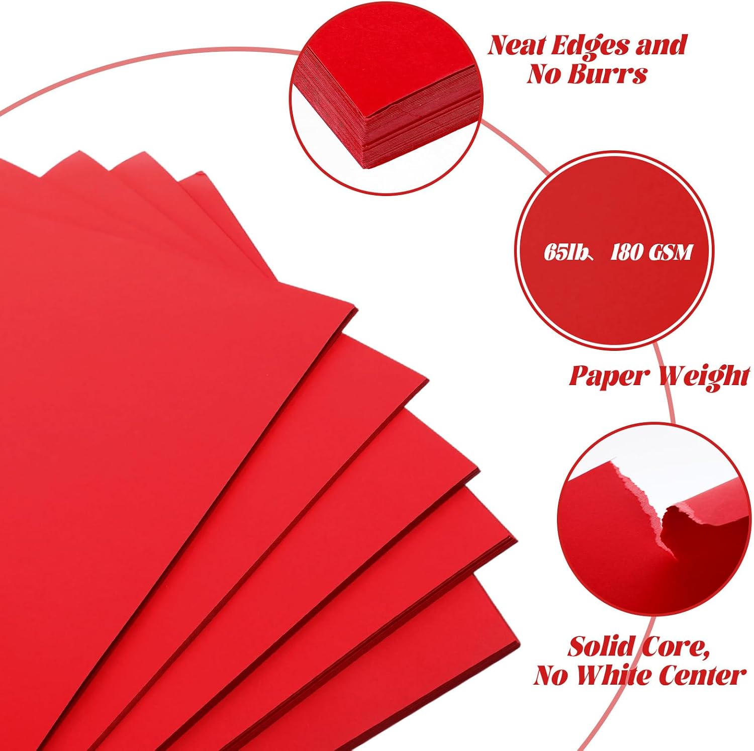 100 Sheets Red Cardstock Paper, 12 x 12 Inches 180 GSM Heavyweight Scrapbook Paper for Printer, Card Making, Invitations, and DIY Crafts
