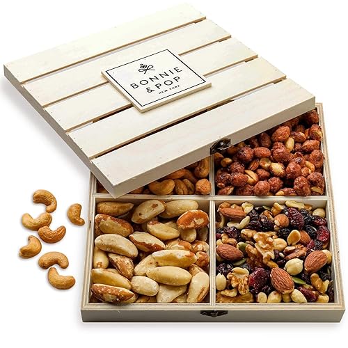 Cesta de regalo de frutos secos regalo del día de San Valentín en caja de madera reutilizable idea de regalo saludable caja de comida gourmet con