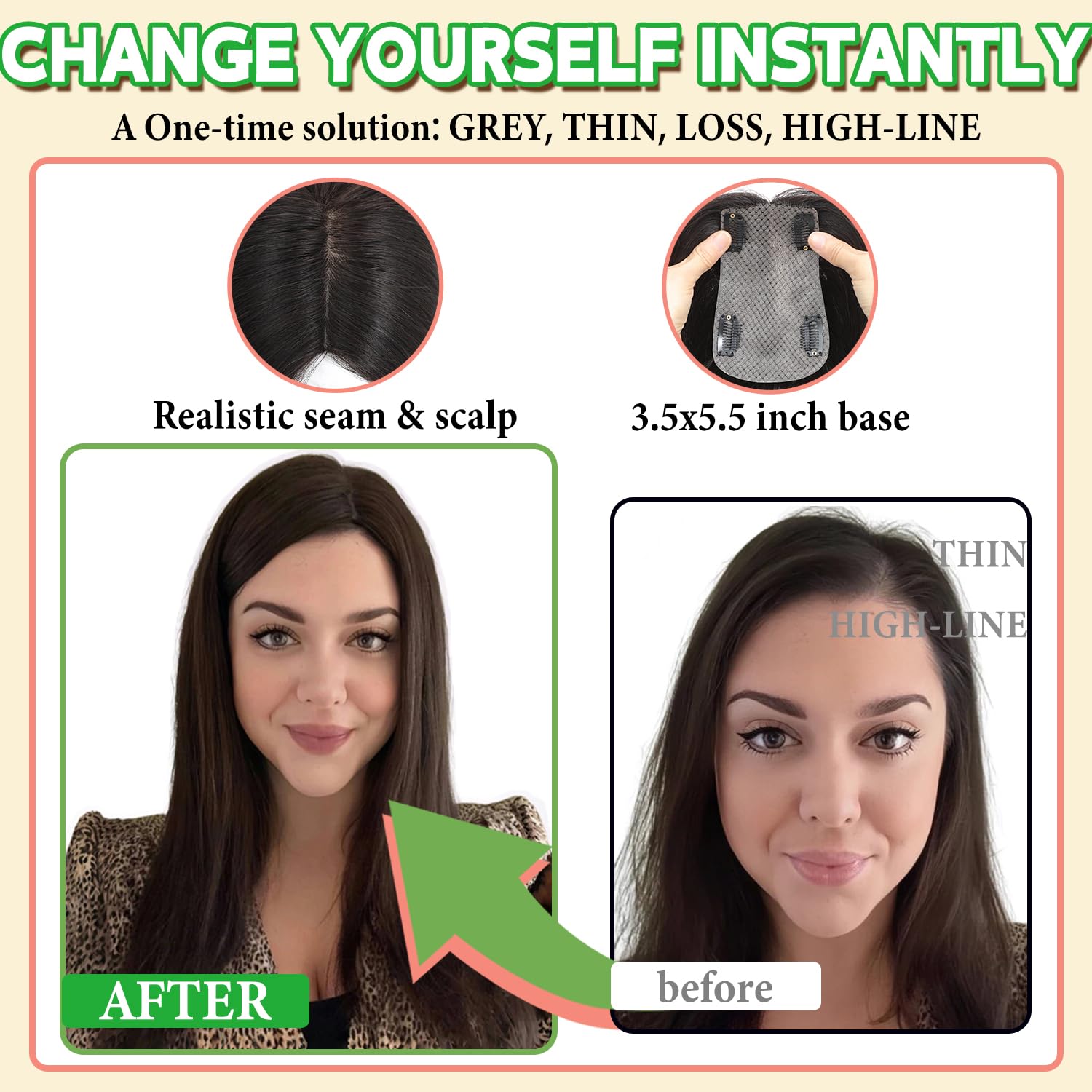 ELEVAVE Hair Toppers for Women Real Human Hair, 12 Inch 360° 3D Upgrade Middle Part Toppers for Women with Thinning Hair (Black)