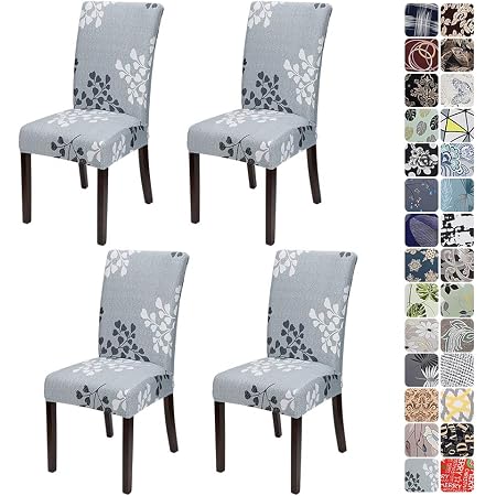 Amazon De Jotom Stuhlhussen Universal Stretch Stuhlbezug Elastische Moderne Stuhl Hussen Set Abnehmbare Dekoration Stuhlabdeckung Fur Esszimmer Party Hotel Restaurant Deko Grau Blatter 4er 