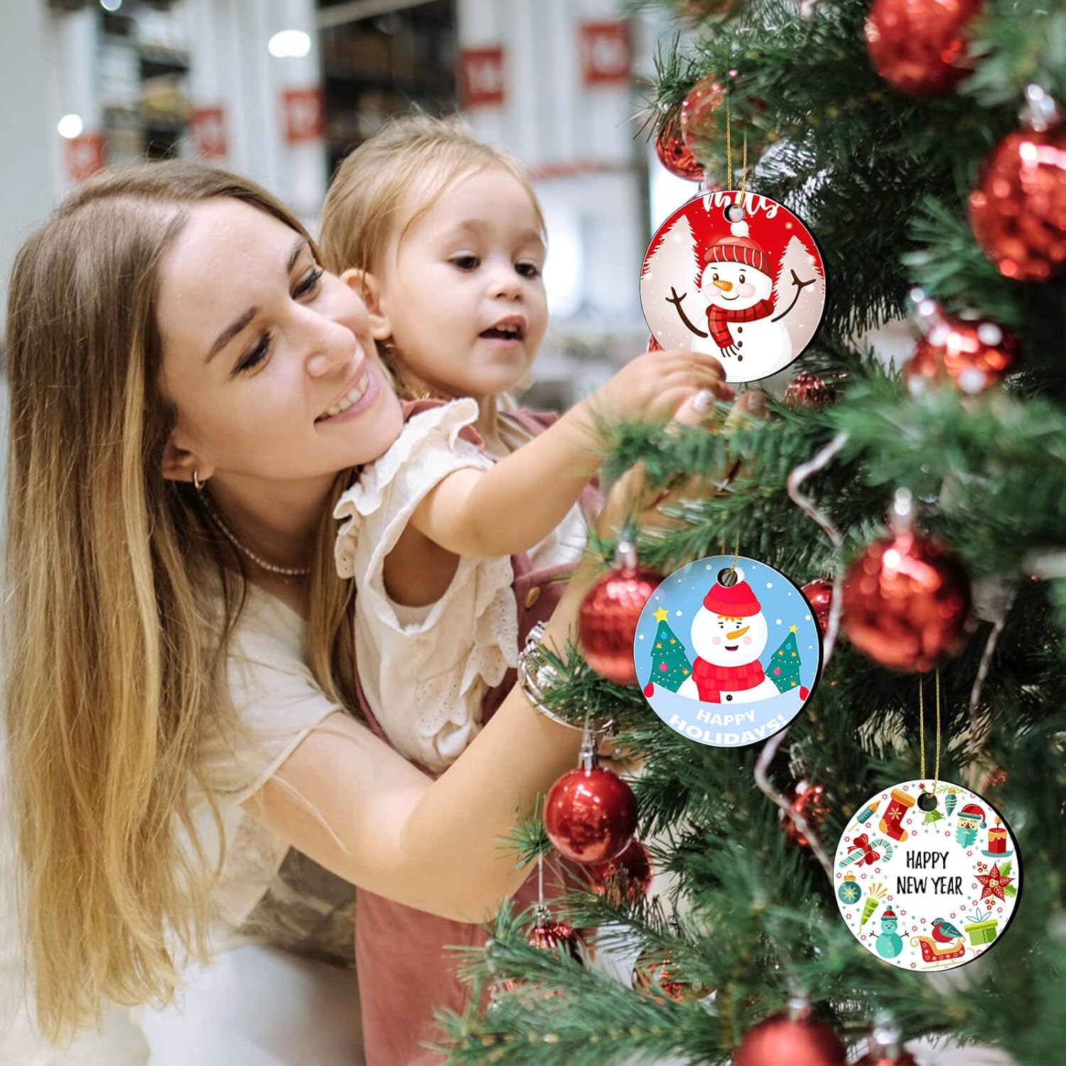 Billbotk 3" Sublimation Ornament Blanks, 30 Pieces Round Blank Sublimation Ornaments for Christmas Tree Décor, DIY Handmade Crafts(3 inches) - Image 2