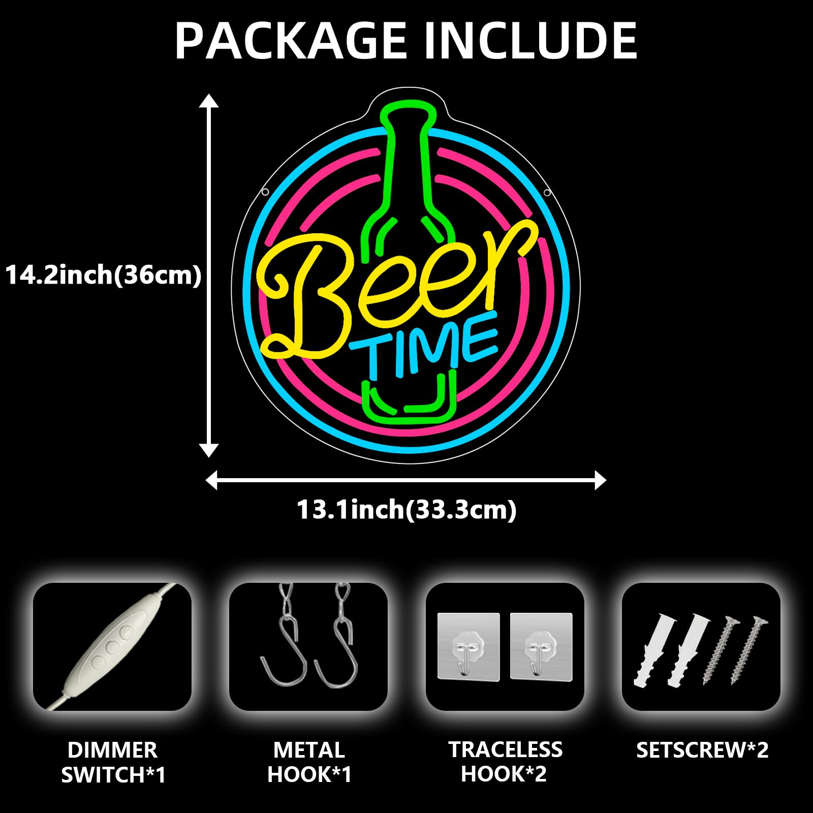Beer Time Neon Sign Bar LED Neon Signs Beer for Wall Decoration USB Neon Light Personalized for Bar Club Pub Nightclub Home Decor Party Decoration - Image 2