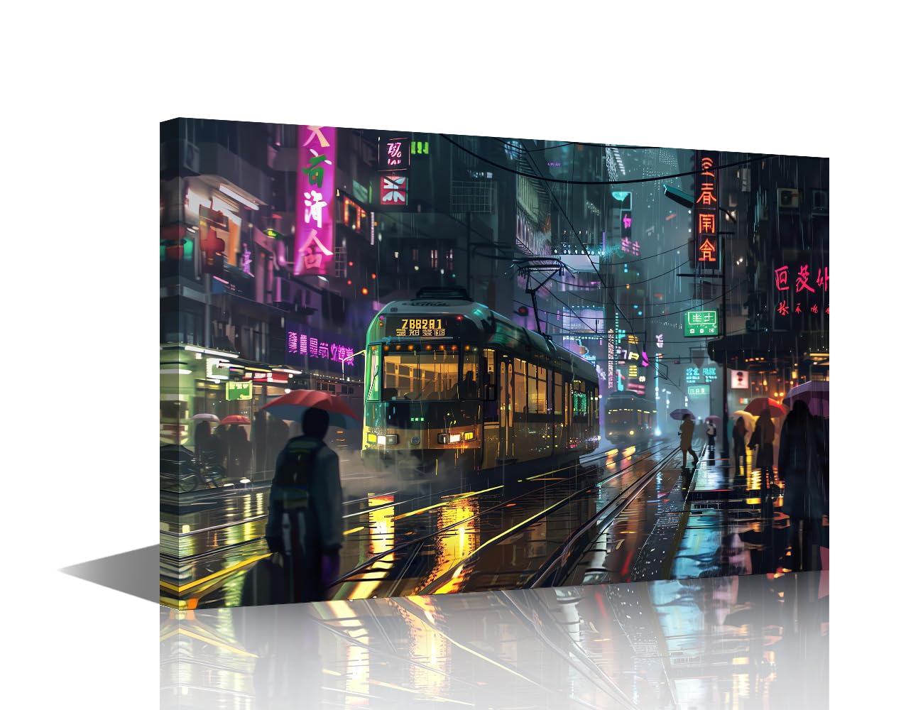 TISHIRON Cyberpunk Canvas Wall Art Cyberpunk Wall Decor Futuristic Bus Pictures Framed Wall Art Modern Wall Artwork Hanging Decor Modern Posters Prints Decorations for Bedroom, 30x45cm