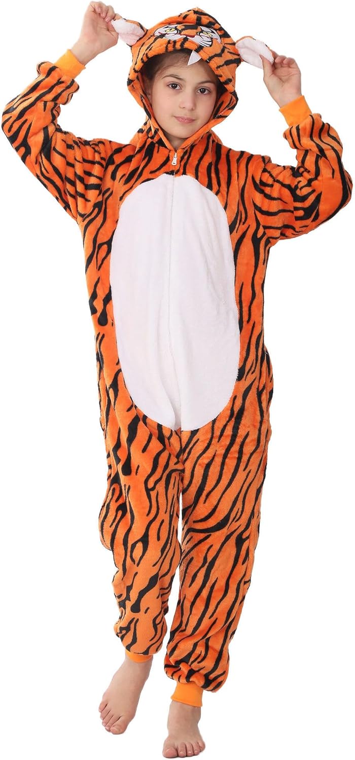 WAFUNNE Animal Onesie Costume for Kids Child Boys Girls Womens Mens Cosplay Halloween Costumes Easter Onesies Orange Tiger - Image 3