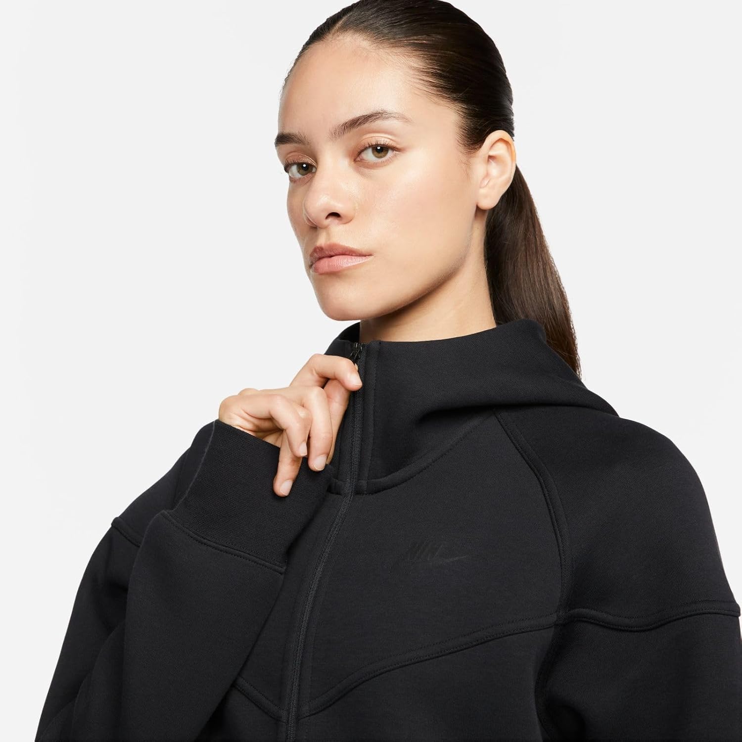 Nike Sportswear Tech Fleece Windrunner Women's Full-Zip Hoodie Size- Large Black/Black - Image 4