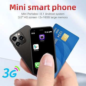 SOYES XS15 Mini Smartphone, 3 Inch Slim Pocket 3G Smartphone for Android 8.1, 2GB 16GB Dual Card Dual Standby, Cute Backup Phone, Beautification Dual Camera, Perfect Gift Ocean Blue