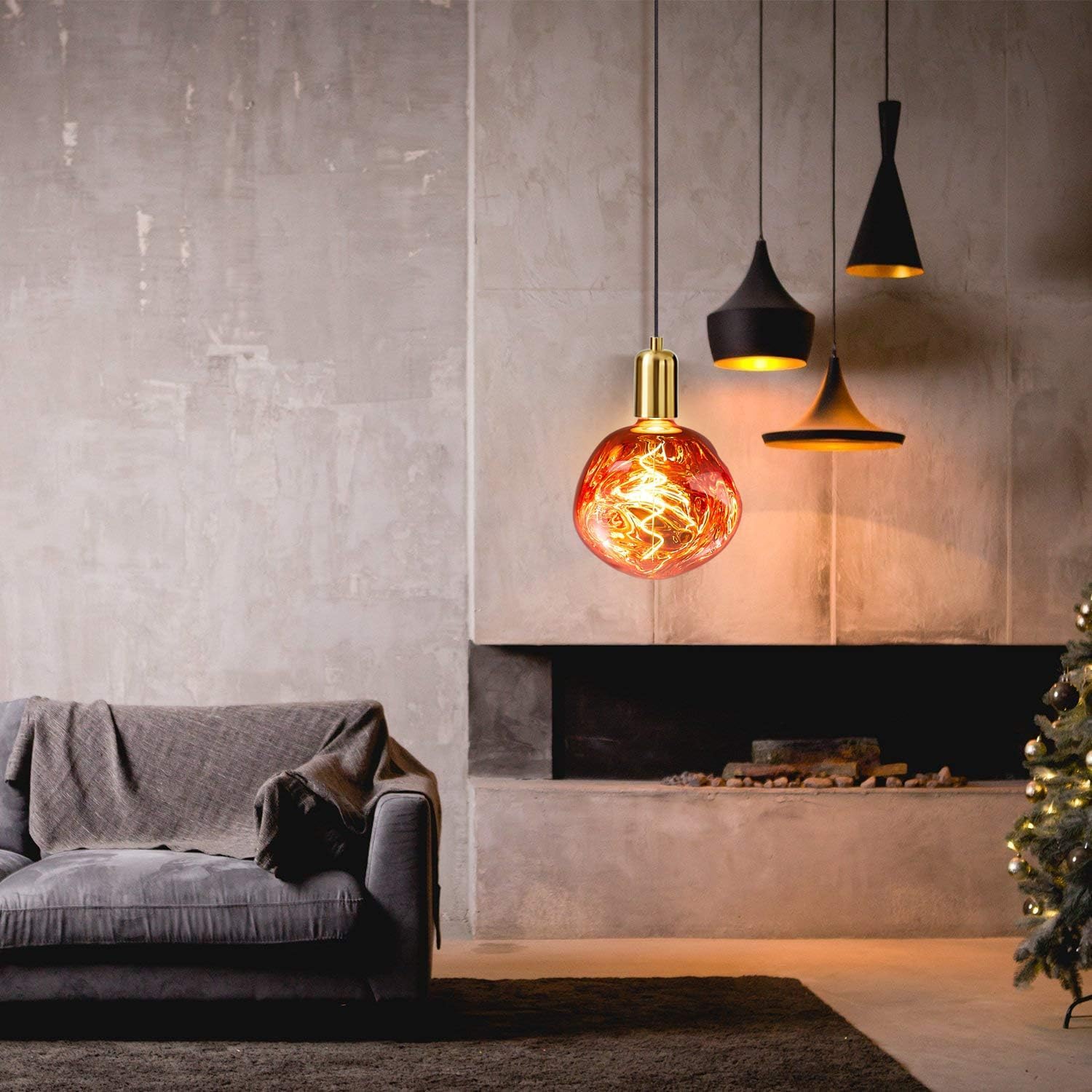 Vanpus Oversized Giant LED Light Bulb,6W Large Edison Bulbs,Dimmable,⌀150mm Stone Shape Warm White 2700K,Rose Gold Medium E27 Base - Image 3