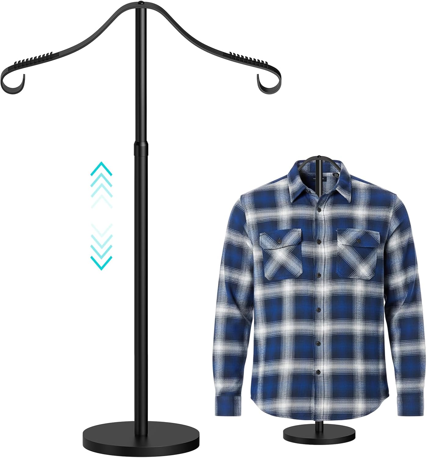 Reusable Shirt Display Stand-Mannequin Torso Tshirt Display Stand for Retail/Vendors,18-33" Adjustable Dress Form Mannequin Stand Clothes Rack,Portable Stable Holder Jacket Coat Hanger,All Metal/Black