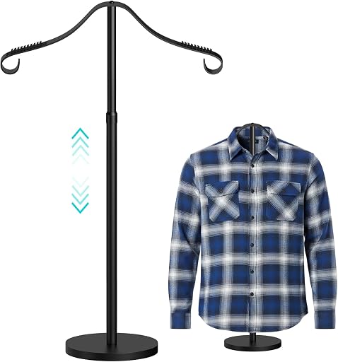 Reusable Shirt Display Stand-Mannequin Torso Tshirt Display Stand for Retail/Vendors,18-33" Adjustable Dress Form Mannequin Stand Clothes Rack,Portable Stable Holder Jacket Coat Hanger,All Metal/Black