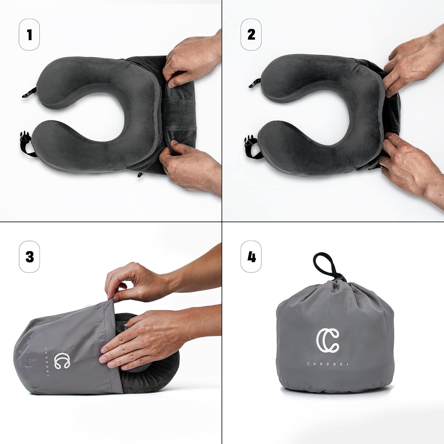 Neck Pillow with Hood - Memory Foam Neck Pillow Head Chin Support, Airplane, Car, Office & Home Sleep Rest Travel Pillows with Hood (Black,M) - Image 7