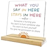 Funny Confidentiality Gifts for Women,What You Say in Here Stays in Here Acrylic Plaque,Therapy Office Decor