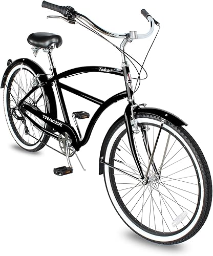 Miniatura 10 de Tracer TAHA - Bicicleta de playa de 26 pulgadas para hombre, ruedas de 26 pulgadas, marco de acero Hi-Ten, bicicleta híbrida