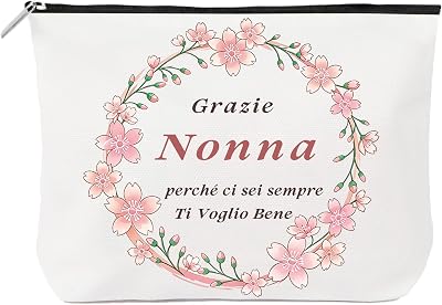 Regalo Nonna Compleanno,Festa dei Nonni Pochette,Beauty Borsa Porta Trucchi da Viaggio Borsello Anniversario Pensione Idee Regalo per Nonna Migliore,Regali Makeup Bag 50 60 70 80 Anni Natale