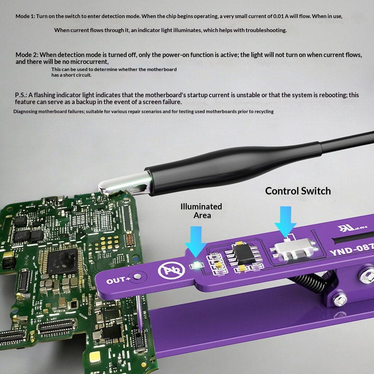 Phone Power Boot Test Clip, Motherboard Startup Current Detection Switch Clip, Battery-Free Power On Test Fixture for Unencrypted Phone Series Motherboard Repair, Short Circuit Repair Tool image 3