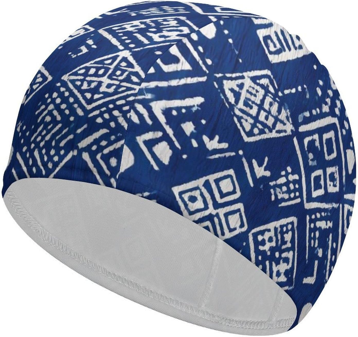Traditional Geometric Ethnic Womens Swim Cap for Men Adult Swimming Hat Curly Short Medium Long Hair
