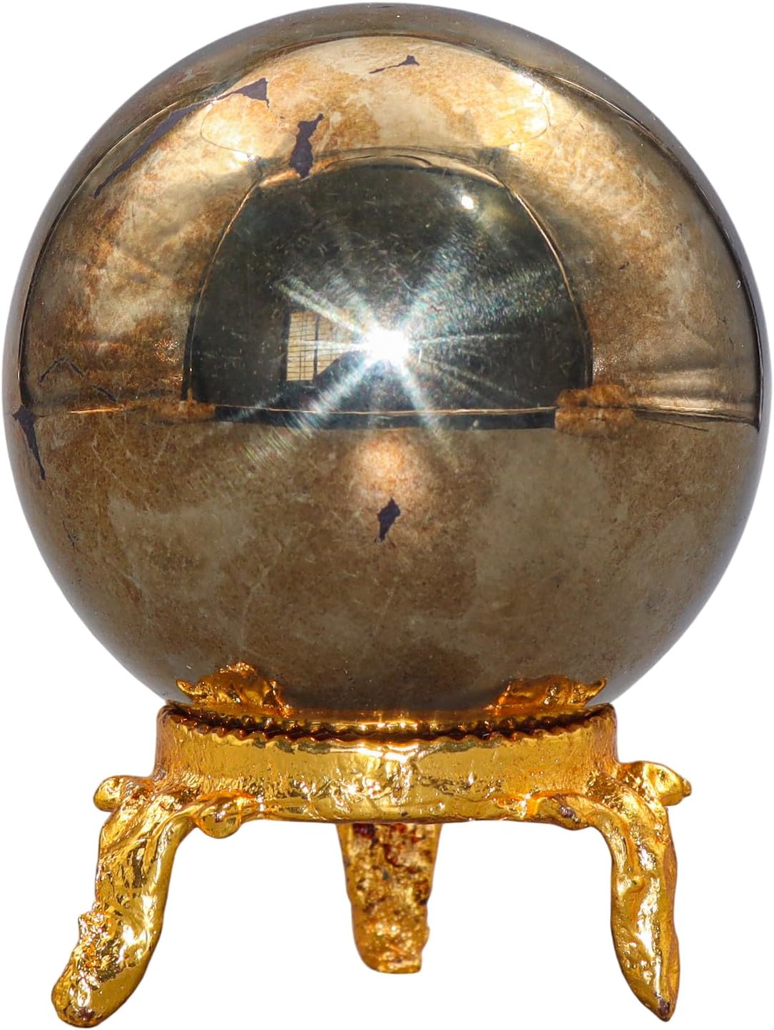 Mini 45mm Golden Pyrite Crystal Sphere Ball, Polished Natural Healing Stone for Meditation, Chakra Balancing & Reiki