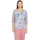 Alfred Dunner Women's Diagonal Lace Knit Top