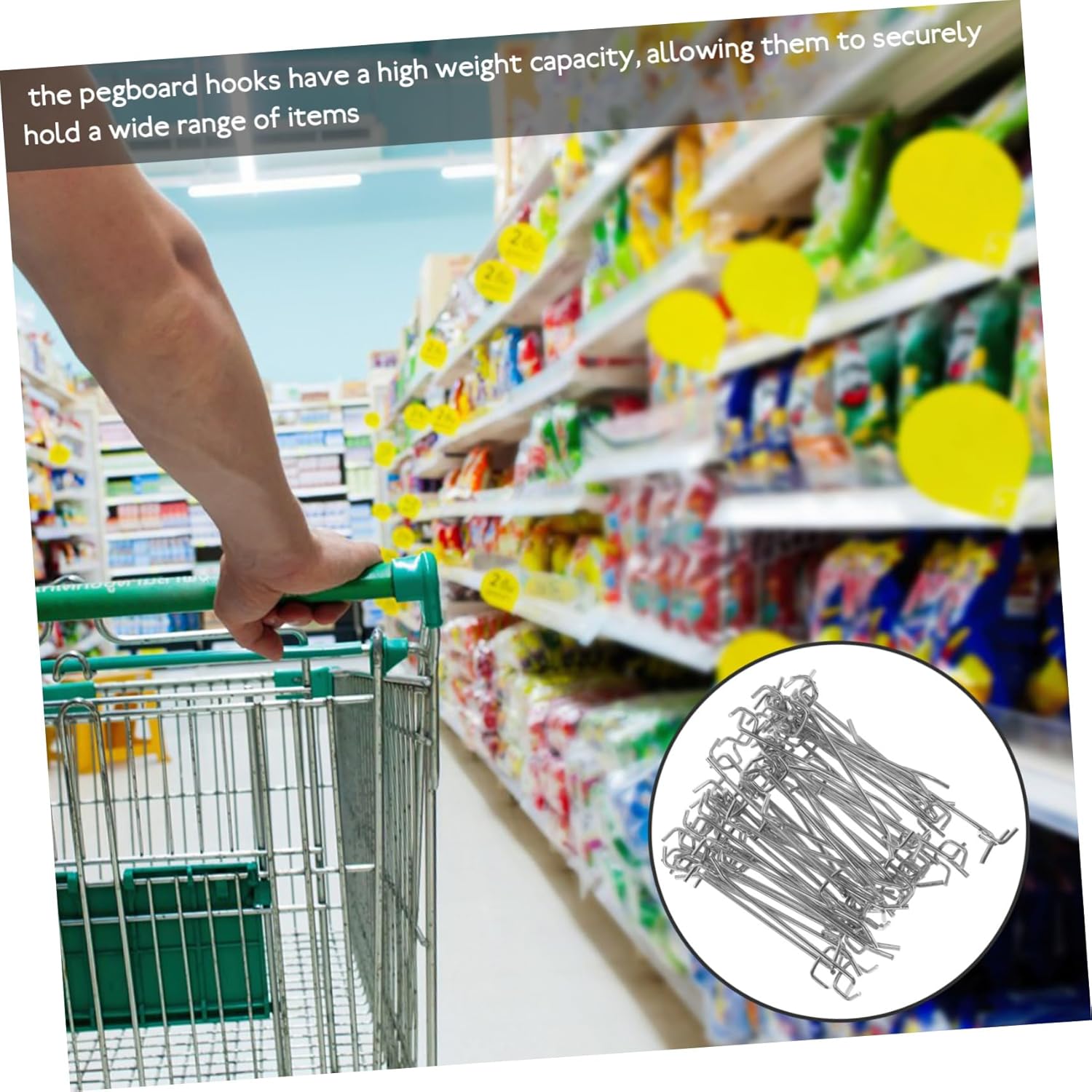 IMIKEYA 50pcs Heavy Duty Pegboard Hooks Set Metal Utility Hooks for Supermarket Display and Tool Organization for Shelving Garage and Kitchen